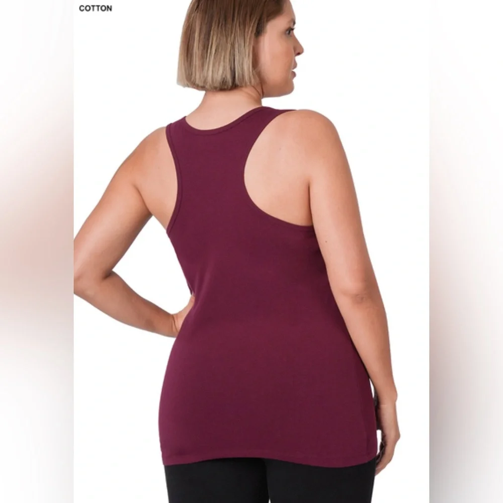Z26 Sale 🥳Zenana C15 Plus Size Racerback Tank Top in Hot Pink - Picture 3 of 4